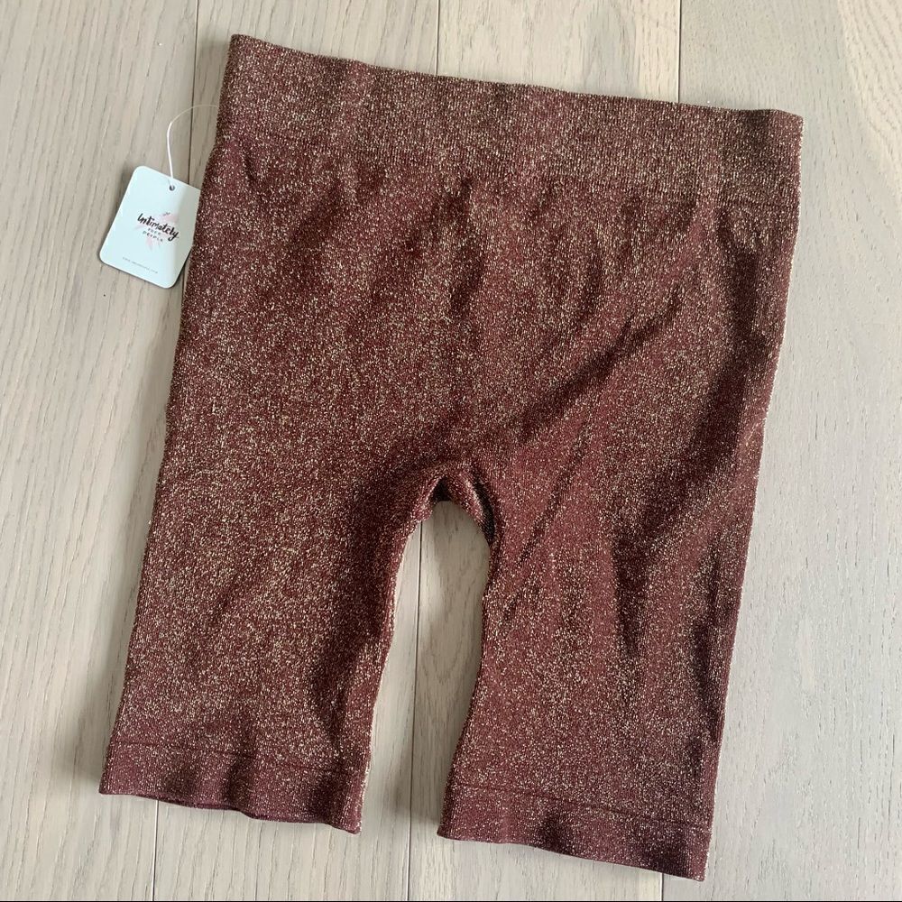 Free People Intimately Seamless Lounge Bike Shorts Sparkly Gold Threads - XS/S